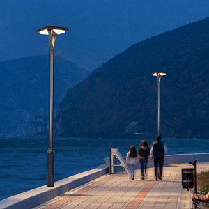 <b>Solar</b> Garden Lamp <b>Post</b> Dual Head LED Iron Body IP65 Water-Resistant 3500K Warm White <b>Light</b> Sensor Control Free-Standing Dimmable - Product Image 3