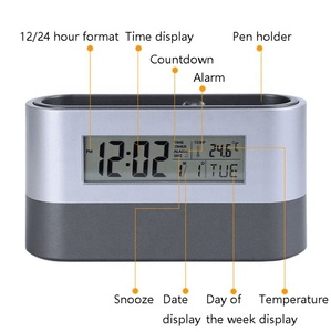 Đa chức năng chủ bút với đồng hồ reloj LCD đồng hồ kỹ thuật số văn phòng văn phòng phẩm lịch im lặng bảng đồng hồ hiển thị nhiệt độ - Product Image 4