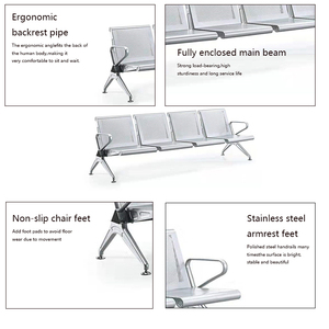 เก้าอี้พักคอยแบบสามที่นั่งสำหรับแผนกต้อนรับ/สนามบิน/โรงพยาบาล - Product Image 6