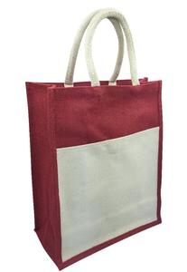 Sac fourre-tout réutilisable en jute de style vintage avec poche en coton, grand sac à main pliable pour épicerie - Product Image 5