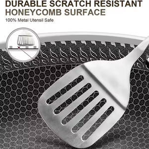 Sartén de acero inoxidable de tres capas superventas, cerámica de inducción de alta calidad, antiadherente con patrón de grabado Woks - Product Image 6