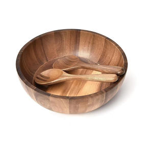 Luxo Grande <span class=keywords><strong>Bamboo</strong></span> Acacia Wood Salad <span class=keywords><strong>Bowl</strong></span> Set Eco-Friendly Cozinha Servindo Mixing <span class=keywords><strong>Bowl</strong></span> com Servidores para Food Service - Product Image 1