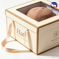 Boîte à chapeaux avec poignée en ruban personnalisée, design robuste, léger et antichoc, pour le rangement des casquettes