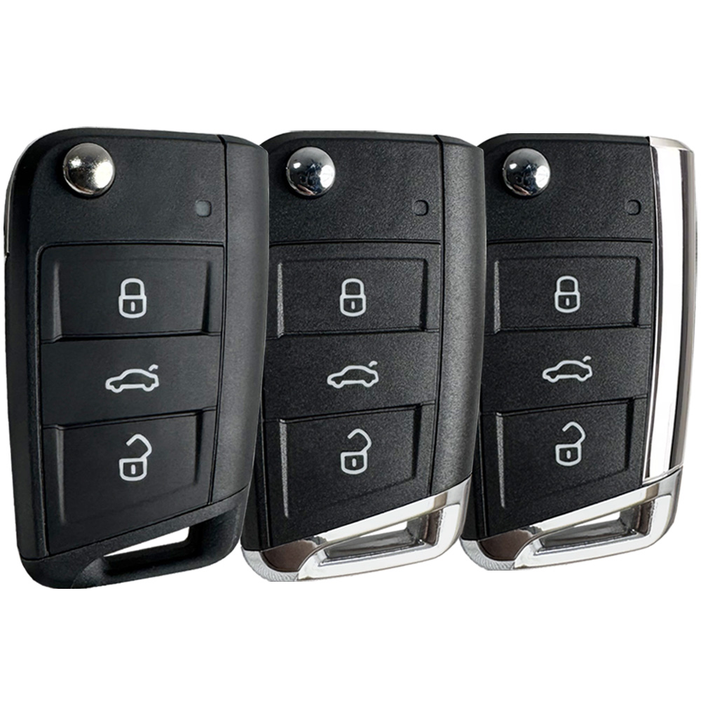 Exclusive Customs Key Fob Cover Case For VW, Seat, Skoda - TPU Leather Protector Shell, Model TL40, Remote Protection