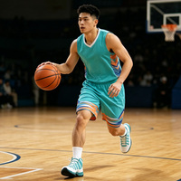 Setelan Baju Basket Musim Panas Desain Terbaru Bahan Polyester 100% Bernapas Cepat Kering Berkualitas Tinggi Warna dan Logo Dapat Disesuaikan Pria