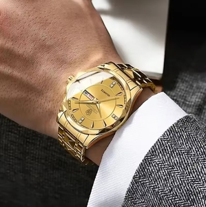 <span class=keywords><strong>Reloj</strong></span> de Cuarzo <span class=keywords><strong>Original</strong></span> Binbond Modelo 5552 B5552 de Lujo en Acero Inoxidable Dorado, Casual y de Moda para Hombre, Mujer y Parejas - Product Image 4