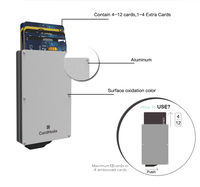 Mince éjectable pour portefeuille en aluminium Pop Étui pour cartes de crédit bloquant la RFID avec pince à billets pour cartes bancaires et autres produits financiers