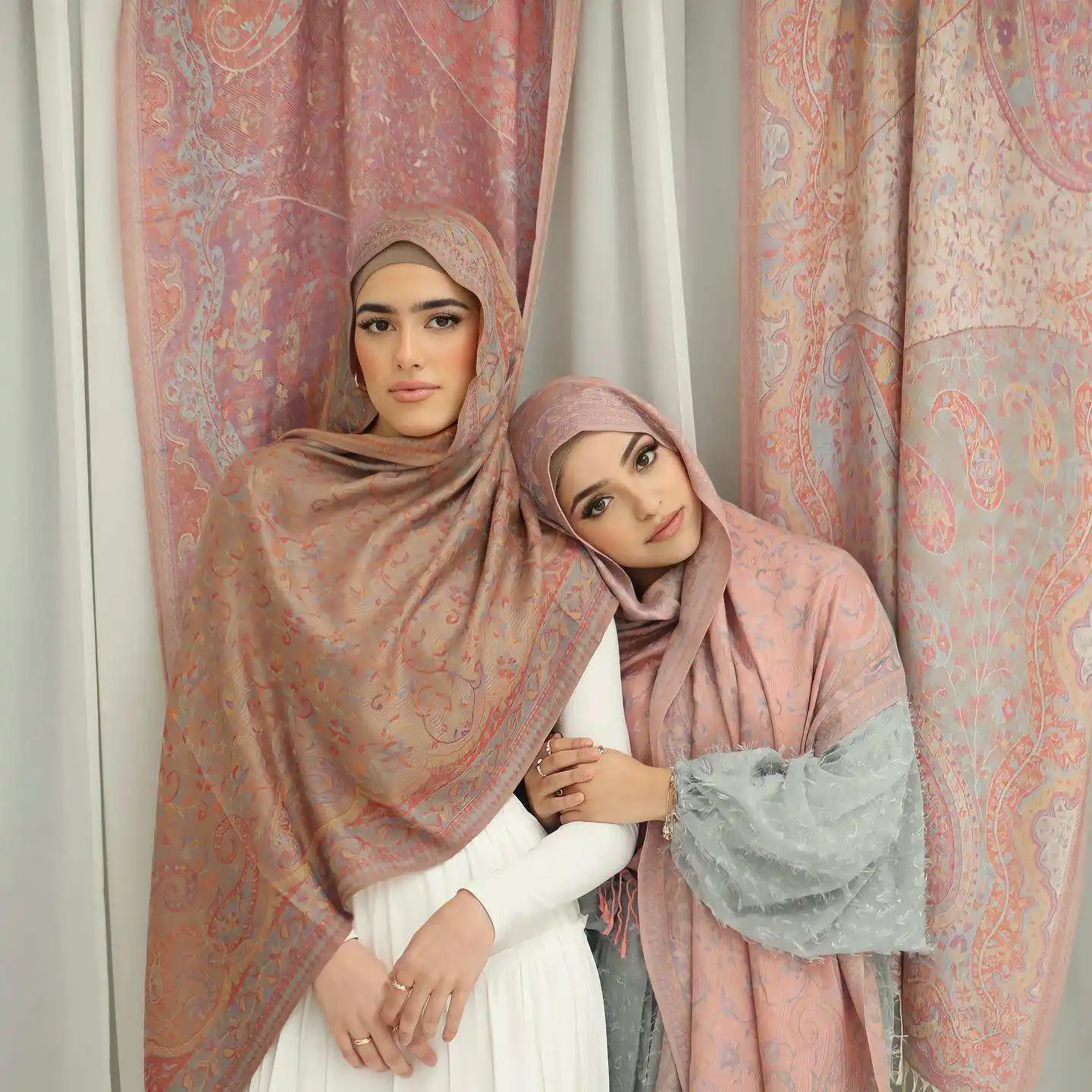 Bán Buôn Pashmina Khăn Choàng Khăn Phụ Nữ Cashmere Tùy Chỉnh Chiếc Khăn Hạt Điều Hoa Tua Viscose Hijab