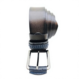 B.S INTERNATIONAL Dernière ceinture formelle pour homme en cuir véritable de vachette, style américain vintage, carrée, faite à la main, avec boucle ardillon - Product Image 2