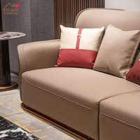 Ensemble de canapés de salon complet en cuir Nappa véritable personnalisable de style italien haut de gamme pour villa