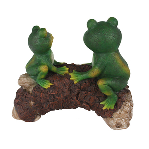 Estatua de resina de rana verde para jardín, escultura de Animal para Patio, arte y adornos de césped, Rana sentado en madera - Product Image 3