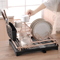 Escurridor de Cocina de Aleación de Aluminio, Escurridor de Doble Capa para Platos y Palillos