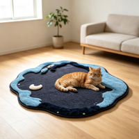 Handgefertigte Getuftete Plüsch-Haustiermatte 84x80cm Rutschfeste Warme Gemütliche Katzen- & Hundebett für Alle Jahreszeiten Innenbereich Große Hunde