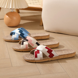 Pantuflas de Lino a Cuadros, Cómodas, de Tacón Plano, para Interiores, Absorbentes de Sudor, Antideslizantes, Desodorantes, para Mujer, para las Cuatro Estaciones - Product Image 6