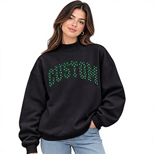 Suéter de Cuello Alto para Mujer, Estilo Moderno, Tejido de Felpa Orgánica, Grueso, 340 g/m², Color Negro, Talla Grande, Éxito de Ventas de Otoño e Invierno - Product Image 1