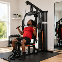Appareil de musculation multifonction Smith pour hommes, machine d'entraînement complet du corps, banc d'exercices pour les épaules, le dos et les jambes, rameur