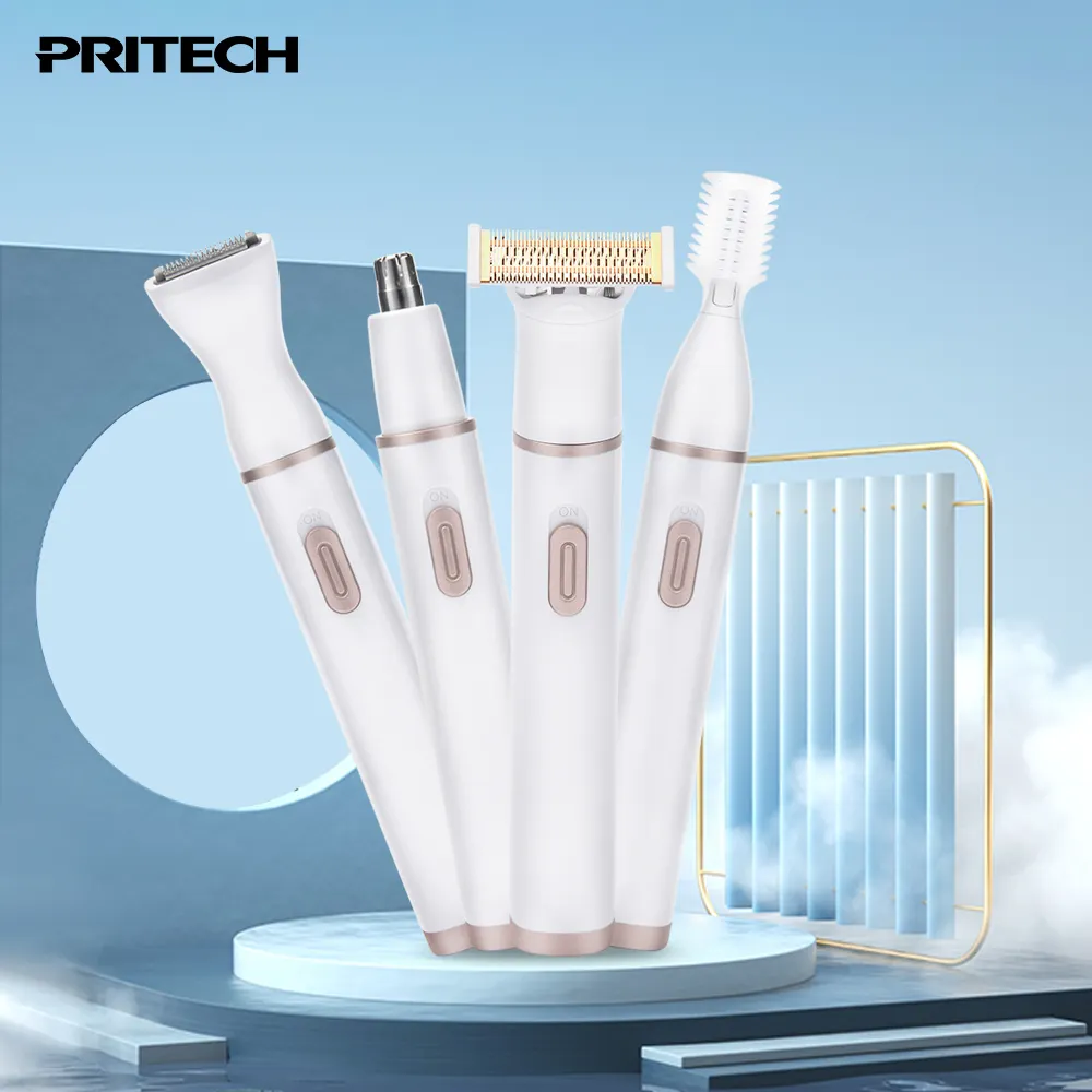 Hair Remover Kit Eyebrow Trimmer Nose Facial Bikini Body Lip Hair Razor Multifunctional Shaver Lady Epilator Set 4 in 1 Pritech