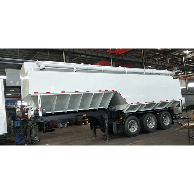 Livestock Chicken Duck Goose Feed Bulk Transport Stainless 3 Axles Grain Semi Trailer