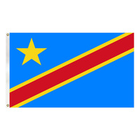 Drapeau National Personnalisé du Congo Démocratique Toutes Tailles 3*5FT en Polyester à Suspendre, Vente en Gros