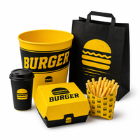 Lots de plats à emporter pour restauration rapide, personnalisables, écologiques, jetables, pour burgers, poulet frit et sandwichs, avec pelliculage mat