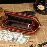 Pochette pour homme en cuir véritable, classique et élégante, avec décoration tressée en cuir, porte-cartes multiples, portefeuille long