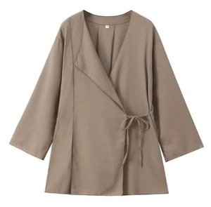 Conjunto Casual de 2 Piezas para Mujer, Estilo Kimono de Lino con Cierre Cruzado y Pantalones - Product Image 5