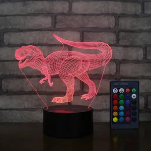 恐竜ナイトライト16色を変える子供のためのリモート機能付き3DアクリルプレートLEDランプ