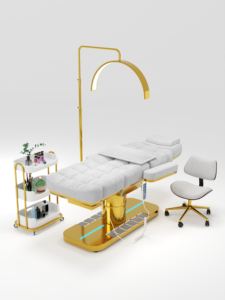 Moderne Elektrische Kosmetikliege mit Goldenem Sockel, Gestepptem Kunstleder und 3/4 Motoren, Spa-Behandlungsstuhl und Massageliege - Product Image 2