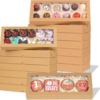 Boîte à gâteau Zoyo Brown Window - Emballage en carton jetable pour aliments pour bébés, chocolats, fraises et pâtisseries