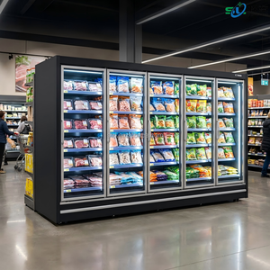 Congélateur <span class=keywords><strong>professionnel</strong></span> à compresseur externe -18°C ° C~-22 ° Congélateur vitrine électrique à 5 portes avec dégivrage automatique pour supermarché - Product Image 1