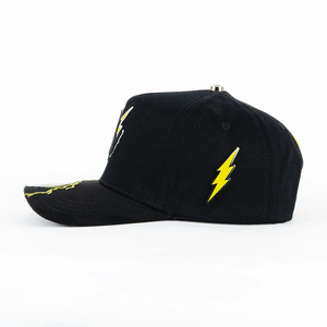 <strong>Wholesale</strong> Luxury 5 Panel Angel and <strong>Lightning</strong> Design Satin Lined Stylish Baseball Cap Tombochio Hat Custom 3D Embroidery - Product Image 4