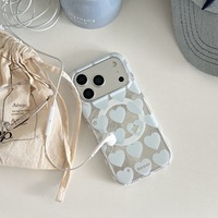 Coque de téléphone magnétique ZL120 rose et bleue en forme de cœur pour iPhone 17/16 Pro, étui support dessin animé pour iPhone 15/14 couleur unie
