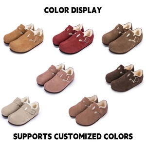 Birkenstocks Femme Plat Hiver Chaud Daim pour Pantoufles Bout Fermé Fourrure Sabots Mules avec Anti-Glissant Doux <span class=keywords><strong>Laine</strong></span> pour Usage Intérieur - Product Image 2