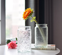 Vase en verre transparent gaufré de haute qualité, à large ouverture, pour culture hydroponique, décoration de salon et de maison, vente en gros