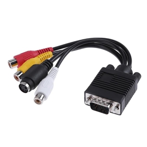 อะแดปเตอร์<span class=keywords><strong>สาย</strong></span>แปลง VGA เป็น S-Video <span class=keywords><strong>AV</strong></span> RCA TV พร้อมสายสัญญาณเสียง 2 เส้น - Product Image 1