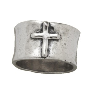 Silver Wide Band <b>Ring</b> Cross Design Unisex Jewelry Gift - Product Image 4