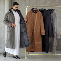 Manteau arabe Farwa pour homme, épais et de qualité supérieure, coupe-vent, doublé de polaire, chaud, à capuche, pour l'extérieur et l'Aïd