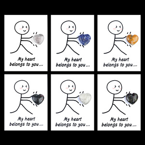 Tarjetas de Sanación Serie 1805, Cristal de Ágata Natural de 20 mm, Forma de Corazón, Pulido, Tarjetas Creativas y Divertidas para el Amor y la Suerte, Feng Shui - Product Image 3