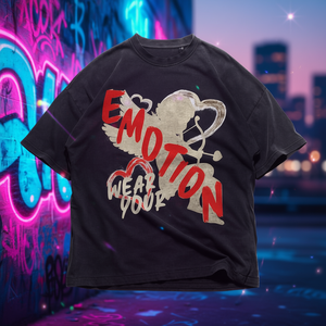 T-shirt con stampa grafica in cotone unisex, abbigliamento casual streetwear Y2K, con scritta Emotional Expression: indossa le tue emozioni. - Product Image 3