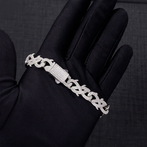 VVS Mossanite Cuban Link Chain for Men 12mm Width Hip Hop Jewelry 925 <b>Solid</b> <b>Silver</b> Spiked Shape <b>Bracelet</b> - Product Image 1