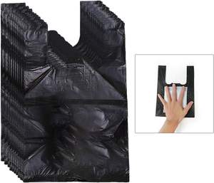 <b>Small</b> <b>Black</b> Plastic T-Shirt <b>Bags</b> with Handles for Grocery Shopping Convenient Plastic <b>Bags</b> - Product Image 2