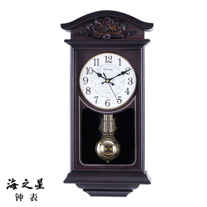 European Retro Wall <b>Clock</b> With Pendulum <b>Battery</b> Powered Living Room Decorative <b>Clock</b> - Product Image 5