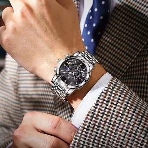 Reloj de Cuarzo Personalizado Poedagar 813 para Hombre, Correa de Acero Inoxidable, Luminoso, Resistente al Agua, con Fecha, para Negocios - Product Image 4