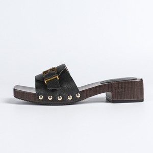 Sandalias de cuero genuino para mujer, de verano, con punta abierta, correa con hebilla, antideslizantes, suela de madera, a la moda, de color sólido, con tacón grueso - Product Image 5