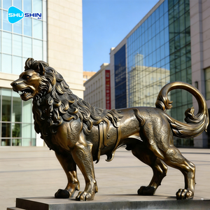 Sculptures de lion en bronze de l'artiste Cast, avec impression UV, électroplaquées, de forme irrégulière – Personnalisées, vives et <span class=keywords><strong>magnifiques</strong></span> pour les entrées extérieures - Product Image 1