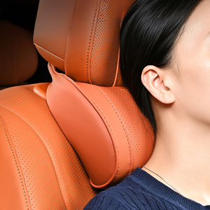 <b>Headrest</b> Neck <b>Pillow</b> Lumbar Cushion Set Nappa Leather, Perforated Ventilated Soft Support Universal, for BMW Toyota Honda - Product Image 1