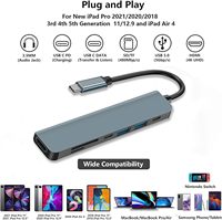Base de Conexión 7 en 1 Tipo C con HD 4K, USB 3.0, OTG, Lector de Tarjetas TF y SD, Carga PD para Laptop, Teléfono Móvil, Tablet, Switch, Hub USB C