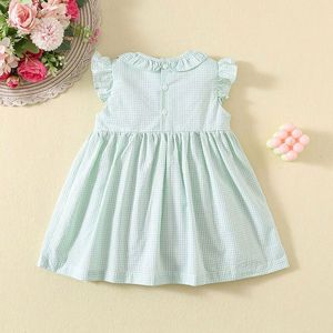 Summer Girls Sleeveless <strong>Dress</strong> Embroidered Children Plaid <strong>Dress</strong> Cotton Baby Princess Skirt Fashion <strong>Kids</strong> Clothes - Product Image 2
