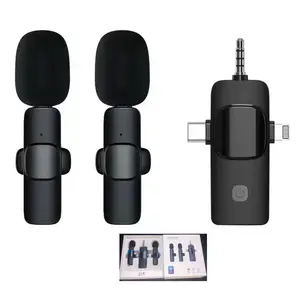 K15 3 in 1 wireless lavalier microphone rechargeable noise reduction mic live streaming wireless recording mike