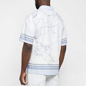 Chemise décontractée bleue à col campiste, coupe ample, pour vacances, personnalisable OEM - Product Image 3